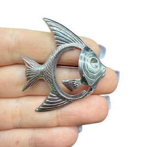 Vintage Jewelry Silver Tone Fish Brooch Pin